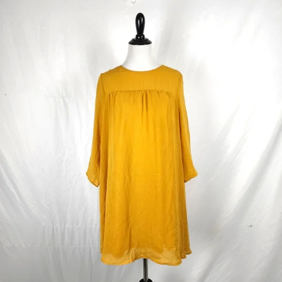 h&m mustard yellow dress Ladies - Mustard Yellow Cap-sleeved dress - Size: S